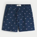 Mid-Thigh Linen-Blend Pull-On Shorts - navy print