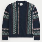Striped Crew Sweater - navy pattern