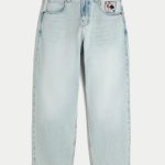 Washed Black Skater Baggy Jeans - light