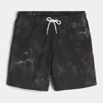 Mid-Thigh Volley Swim Trunks - black tie-dye