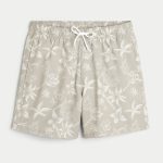 Mid-Thigh Volley Swim Trunks - tan floral
