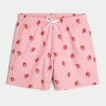 Mid-Thigh Volley Swim Trunks - pink strawberry