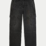 Leopard Print Baggy Painter Jeans - wash black