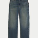 Leopard Print Baggy Painter Jeans - dark