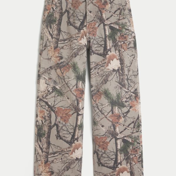 Medium Wash Super Baggy Jeans - light brown camo