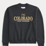 Boxy Colorado Graphic Crew Sweatshirt - black