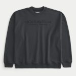 Baggy Terry Logo Graphic Crew Sweatshirt - black