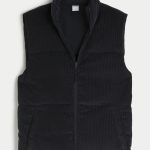 Reversible Corduroy Puffer Vest - black