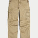 Flex Waistband Baggy Cargo Pants - khaki