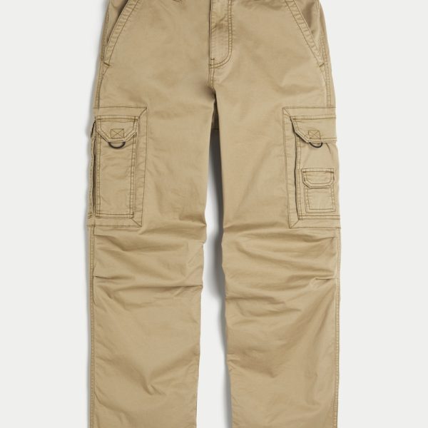 Flex Waistband Baggy Cargo Pants - khaki