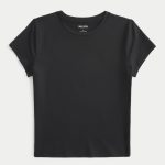 Soft Stretch Seamless Fabric Crew Baby Tee - black