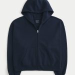 Oversized Zip-Up Hoodie - navy blue