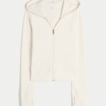 Gilly Hicks Waffle Zip-Up Hoodie - cloud white