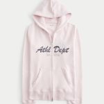 Slim Athletic Dept Graphic Zip-Up Hoodie - light pink