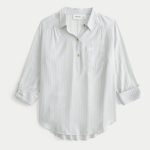 Easy Icon Popover Shirt - green gray stripe