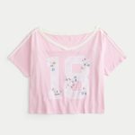 Oversized Off-the-Shoulder Varsity San Diego Graphic Tee - rose quartz