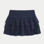 Ruffle Knit Mini Skort - navy blue