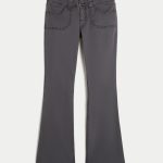 Low-Rise Boot Pants - charcoal gray