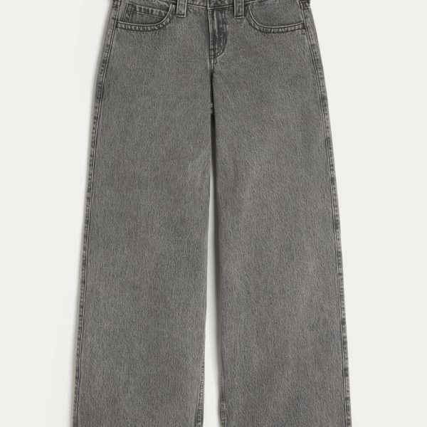 Low-Rise Dark Wash Super Baggy Jeans - washed black