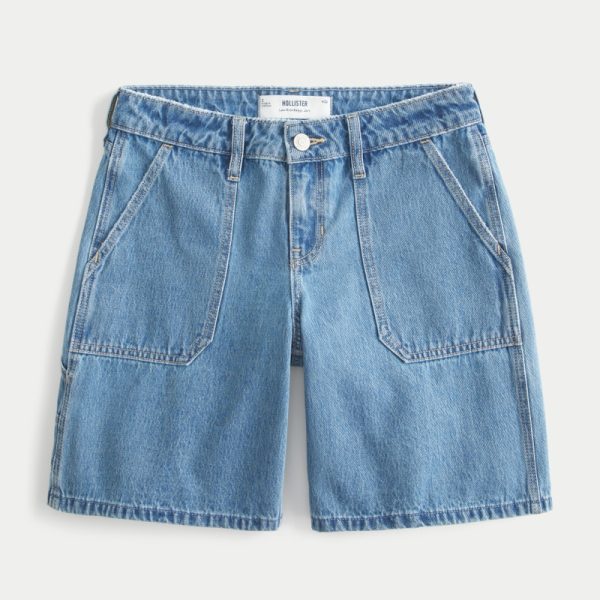 Low-Rise Dark Rinse Wash Baggy Jort - medium