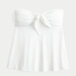 Easy Strapless Tie-Bust Babydoll Top - white