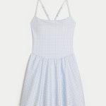 Gilly Hicks Active Strappy Back Dress - powder blue gingham