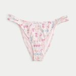 Double Strap Cheeky Bikini Bottom - pale pink floral