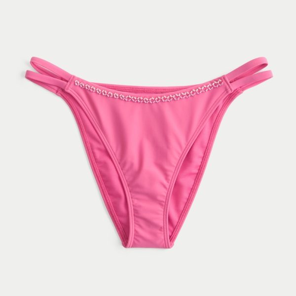 Double Strap Cheeky Bikini Bottom - raspberry