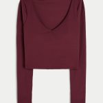 Gilly Hicks Active Recharge Long-Sleeve Plunge Top - mulberry