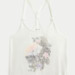 Easy Trend Drop Tropical Bird Graphic Tank - cloud white