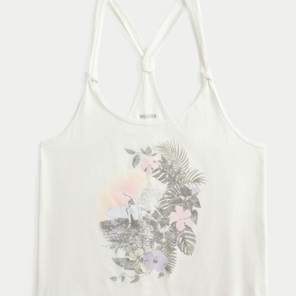 Easy Trend Drop Tropical Bird Graphic Tank - cloud white
