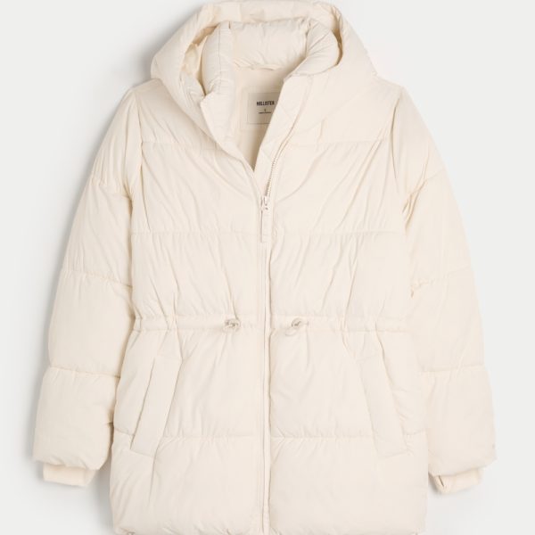 Fleece-Lined Puffer Jacket - cloud white