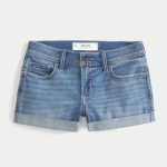 Low-Rise Light Wash Denim Shortie Shorts - medium