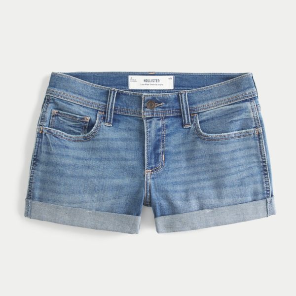 Low-Rise Light Wash Denim Shortie Shorts - medium