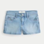 Low-Rise Light Wash Denim Shortie Shorts - light wash