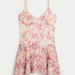 Asymmetrical Hem Mini Dress - white floral