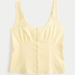 Linen Blend Button-Through Top - butter yellow