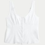 Linen Blend Button-Through Top - white