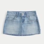 Low-Rise Studded Denim Mini Skort - medium