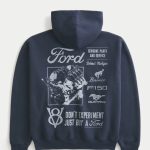 Boxy Honda Racing Graphic Zip-Up Hoodie - washed navy