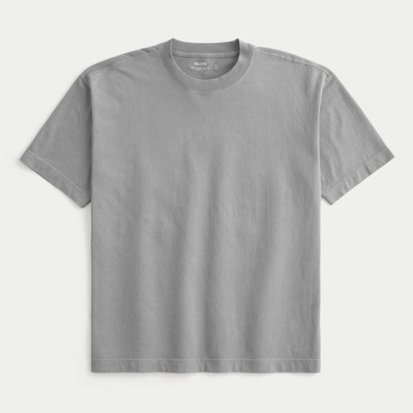 Boxy Heavyweight Washed Crew T-Shirt - washed gray