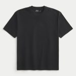 Boxy Heavyweight Washed Crew T-Shirt - black