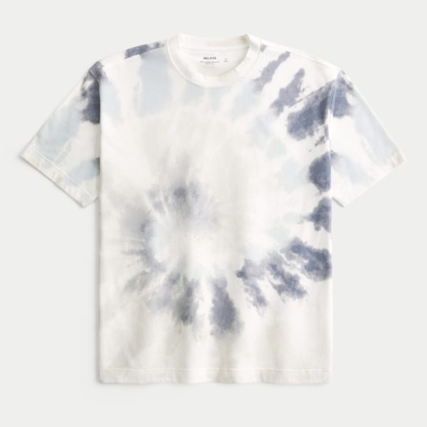 Boxy Heavyweight Washed Crew T-Shirt - white tie-dye