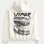 Boxy Dodge Viper Graphic Hoodie - cream dodge