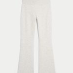 Gilly Hicks Sweater-Knit Foldover Waist Boot Pants - light heather grey