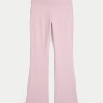 Gilly Hicks Sweater-Knit Foldover Waist Boot Pants - light lilac
