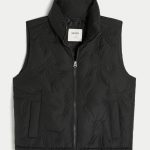 Bow Pattern Puffer Vest - black