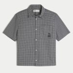 Boxy Short-Sleeve Playing Card Graphic Shirt - black plaid