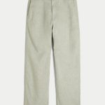 Linen-Blend Flex Waist Baggy Pants - heather sage