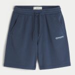Baggy Fleece Logo Shorts - washed navy